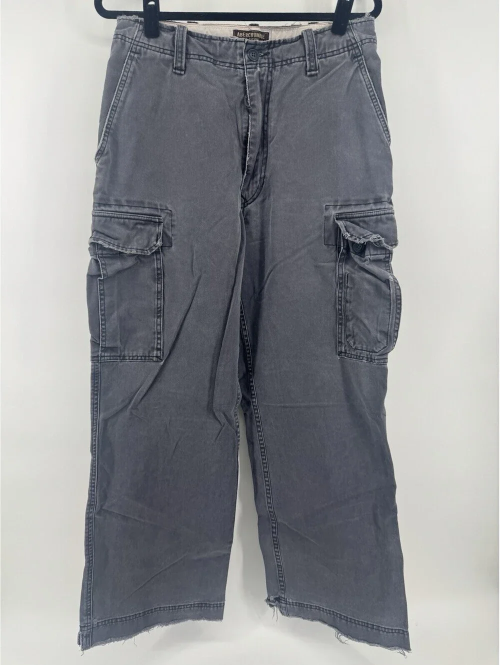 Vintage Y2K  Gray Abercrombie & Fitch Cargo Pants with Side Uility Pockets 32x30